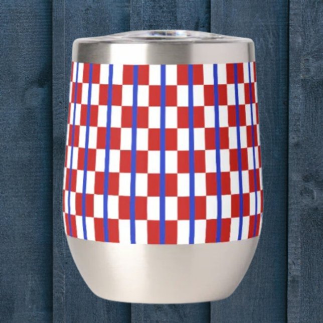 Patriotic Checker Stripe Stemless Wine Tumbler (Von Creator hochgeladen)