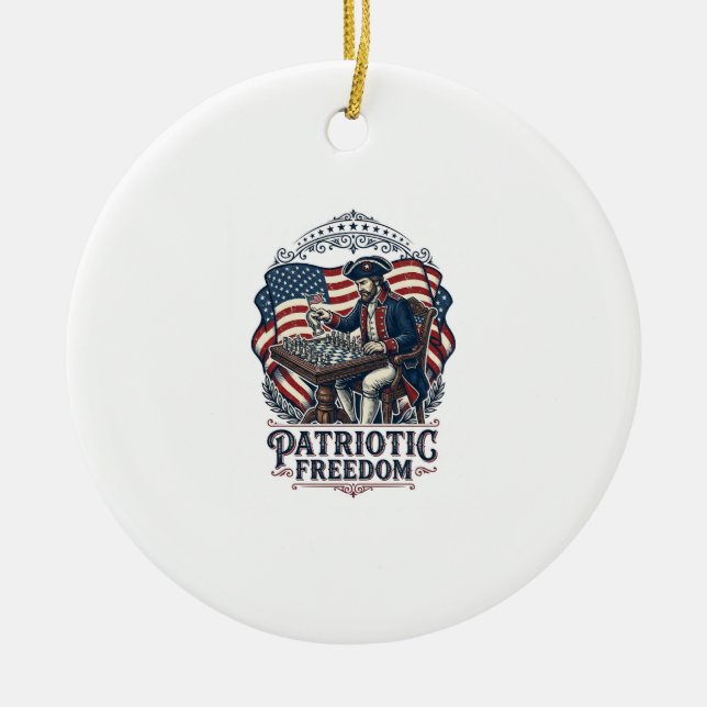 Patriotic Chess Player Vector Graphic Tee Keramik Ornament (Vorne)