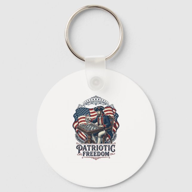 Patriotic Chess Player Vector Graphic Tee Schlüsselanhänger (Vorderseite)