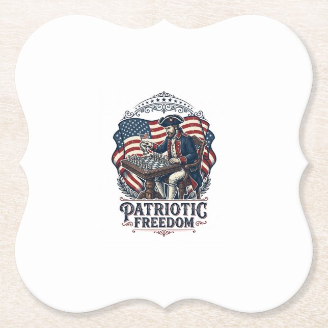 Patriotic Chess Player Vector Graphic Tee Untersetzer (Vorderseite)