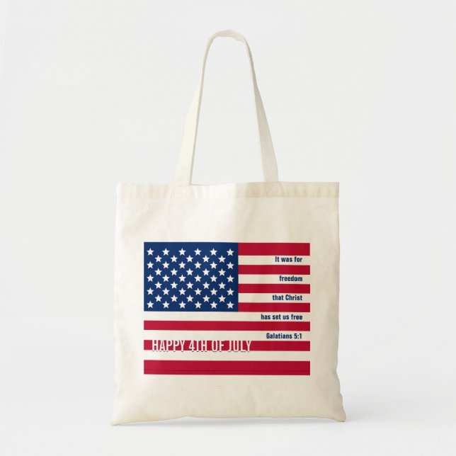 Patriotic Christlich USA 4. Juli Tragetasche (Vorne)