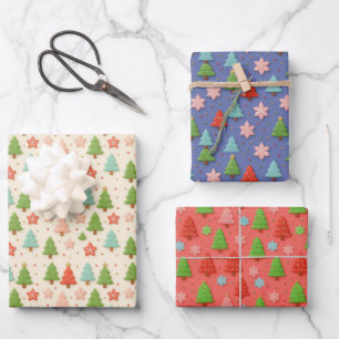 Patriotic Christmas Red White Blue Sheet Gift Wrap Geschenkpapier Set