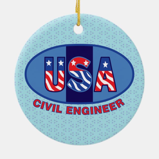 Patriotic Civil Engineer Keramik Ornament (Hinten)