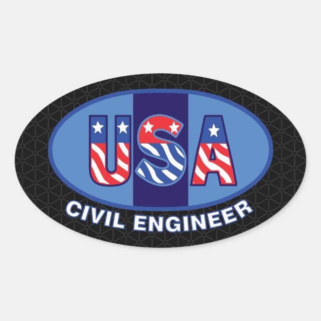 Patriotic Civil Engineer Ovaler Aufkleber (Vorderseite)