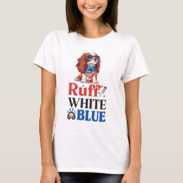 Patriotic Cocker Spanel Ruff White & Blue T-Shirt
