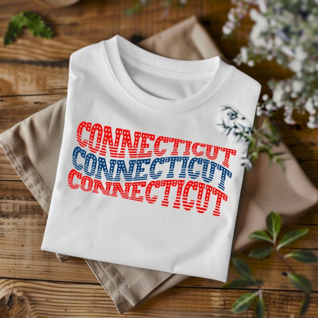 Patriotic Connecticut Red und Blue Boho T - Shirt (Von Creator hochgeladen)