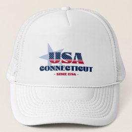 Patriotic Connecticut Typografie Trucker Hat Truckerkappe