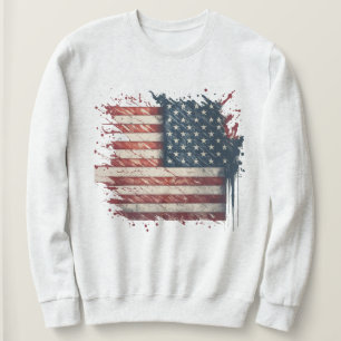 Patriotic Cool Distressed American Flag Sweatshirt