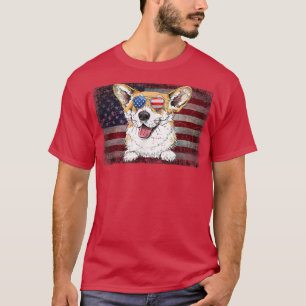 Patriotic Corgi Hund American Flag Dog T-Shirt