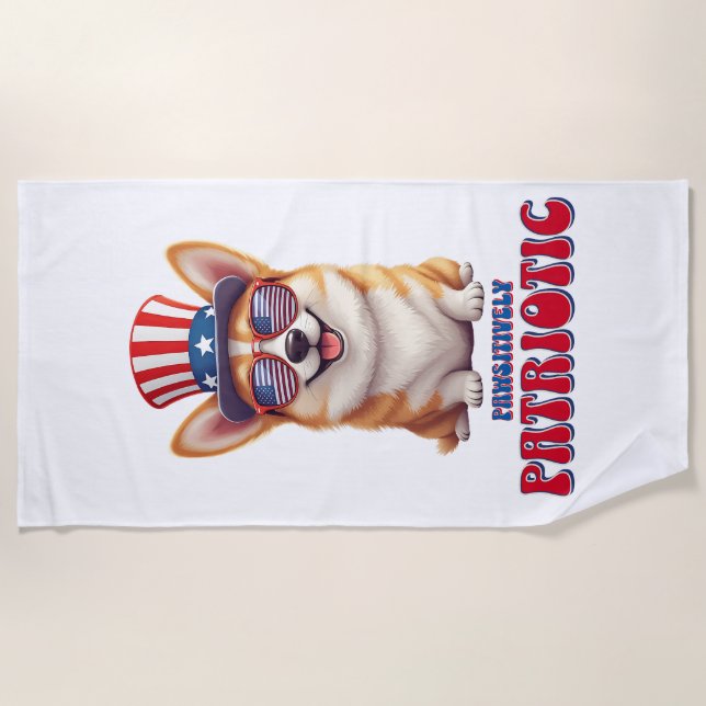 Patriotic Corgi - pawsitiv Patriotic Strandtuch (Vorderseite)