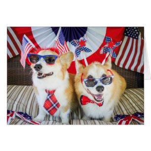 Patriotic Corgis 4. Juli Karte