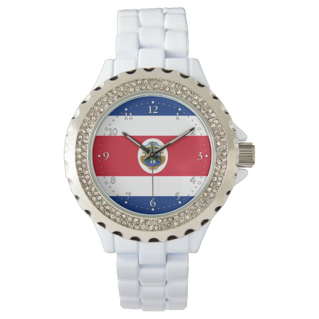 Patriotic Costa Rica Flag Armbanduhr (Vorderseite)