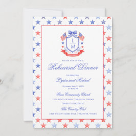 Patriotic Crest w/ US Flags | Rehearsal Dinner Einladung