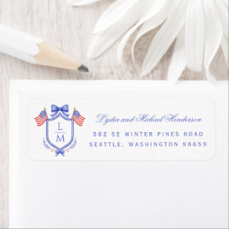 Patriotic Crest Wedding Return Address
