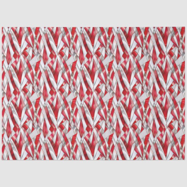 Patriotic Crimson Silver Weave Seidenpapier (Vorderseite)