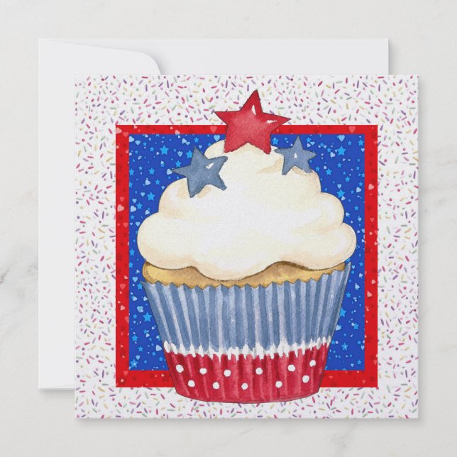 Patriotic Cupcake Einladung (Vorderseite)