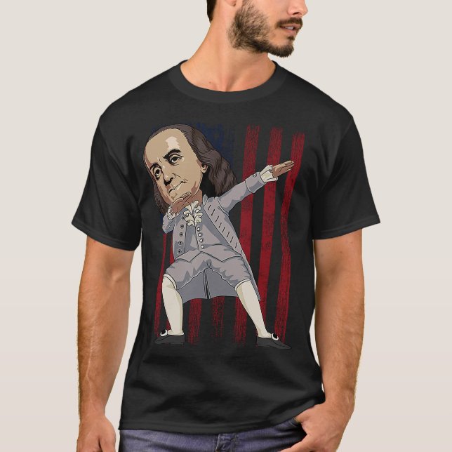 Patriotic Dabbing Benjamin Franklin Dab Dance 4. T-Shirt (Vorderseite)