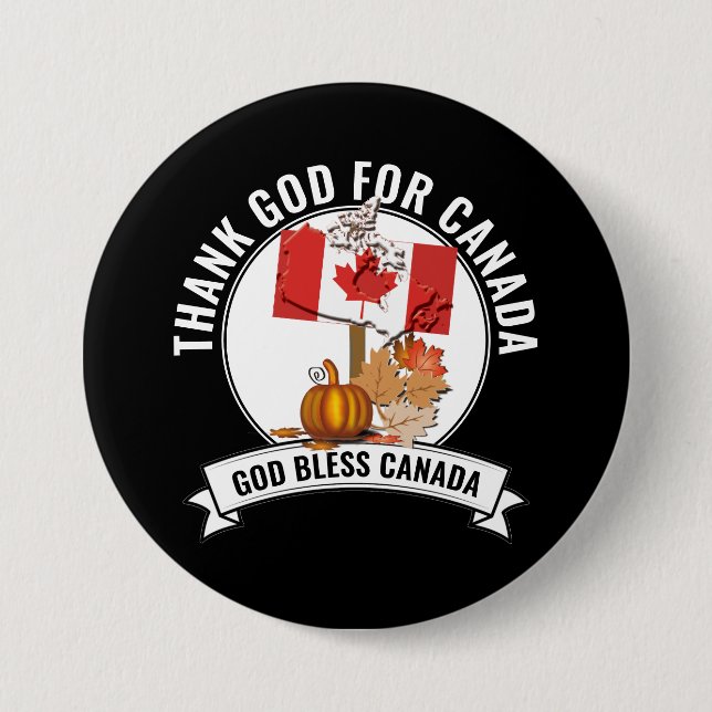Patriotic DANK GOTT FÜR KANADA Erntedank Button (Vorderseite)