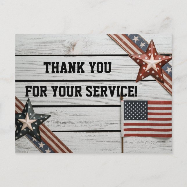 Patriotic Danke, dass Sie gedient haben Postkarte (Vorderseite)