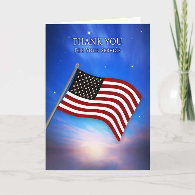 Patriotic, Danke, USA Flag bei Twilight Karte (Vorderseite)
