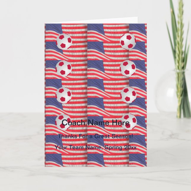 Patriotic Dankeschön-Karte für Fußball-Coach Dankeskarte (Vorderseite)
