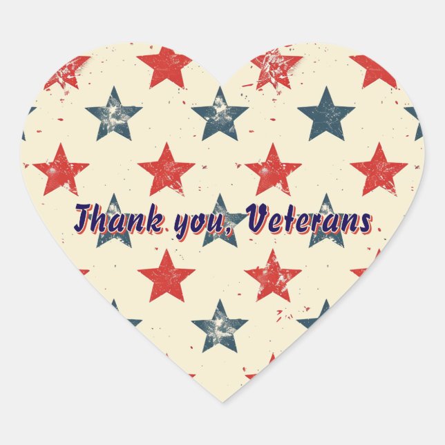 Patriotic Dankeschön Veterans Geschenkaufkleber Herz-Aufkleber (Vorderseite)