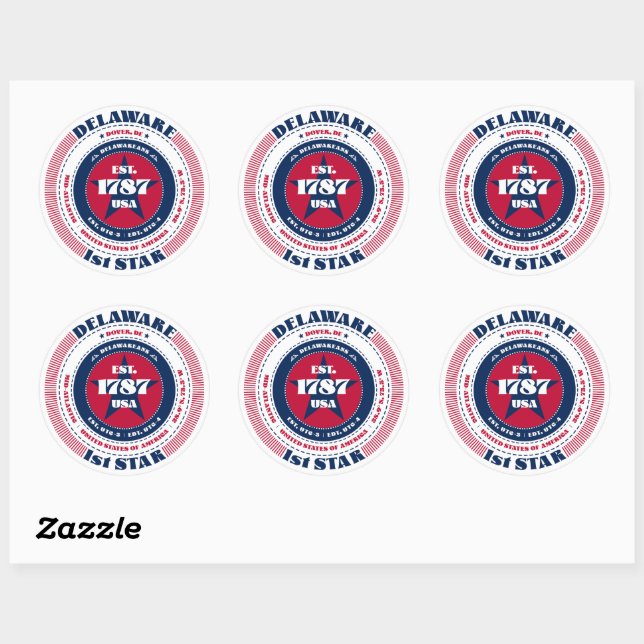 Patriotic Delaware Circle Design Aufkleber (Blatt)