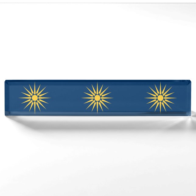 Patriotic desk nameplate with Flag of Macedonia Namensplakette (Vorderseite)