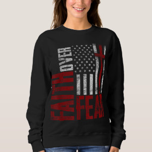 Patriotic Devotee USA Flag Cross Faith Over Feed J Sweatshirt