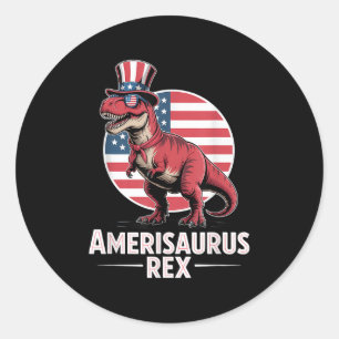 Patriotic Dinosaurier 4. Juli Amerisaurus Rex Runder Aufkleber