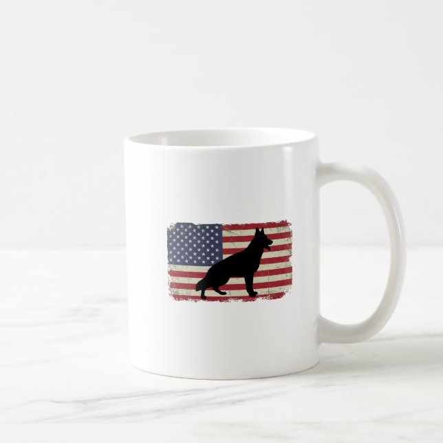Patriotic DOG American Flag Vintag Kaffeetasse (Rechts)