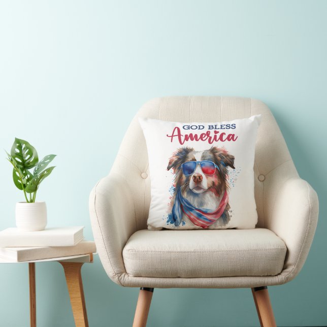 Patriotic Dog-Australian Shepherd Kissen (Stuhl )