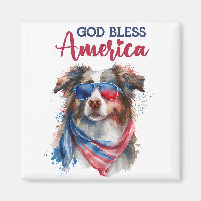 Patriotic Dog-Australian Shepherd Magnet (Vorne)