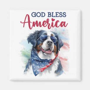 Patriotic Dog-Bernese Magnet