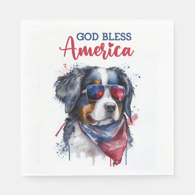 Patriotic Dog-Bernese Serviette (Vorderseite)