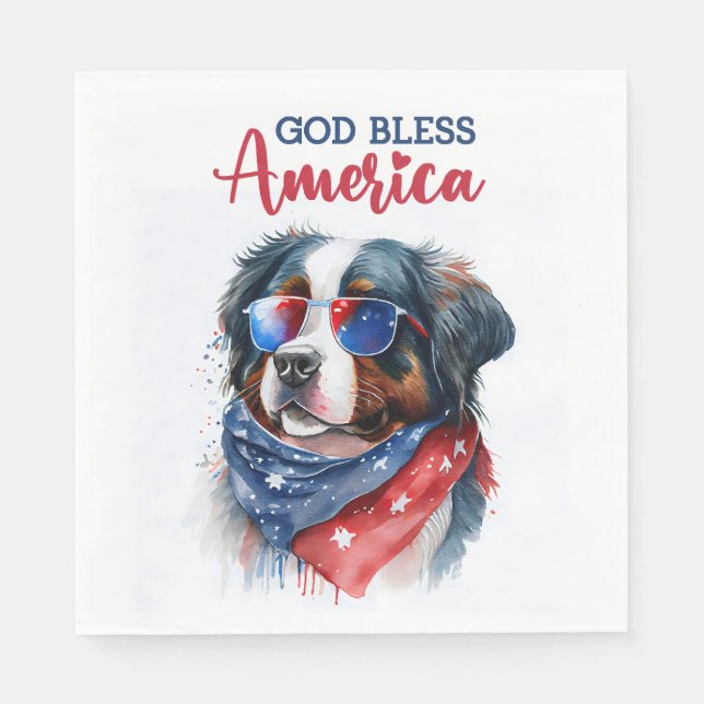 Patriotic Dog-Bernese Serviette (Vorderseite)