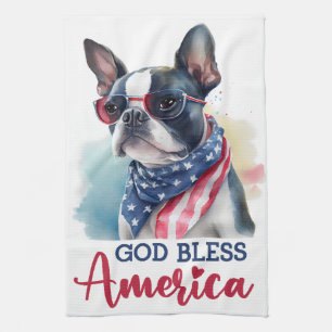Patriotic Dog-Boston Terrier Geschirrtuch