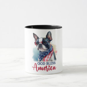 Patriotic Dog-Boston Terrier Tasse