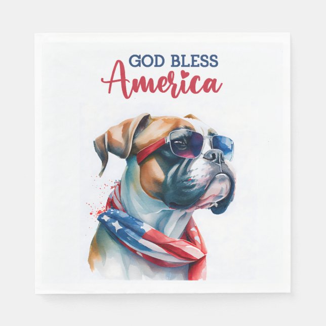 Patriotic Dog-Boxer Serviette (Vorderseite)