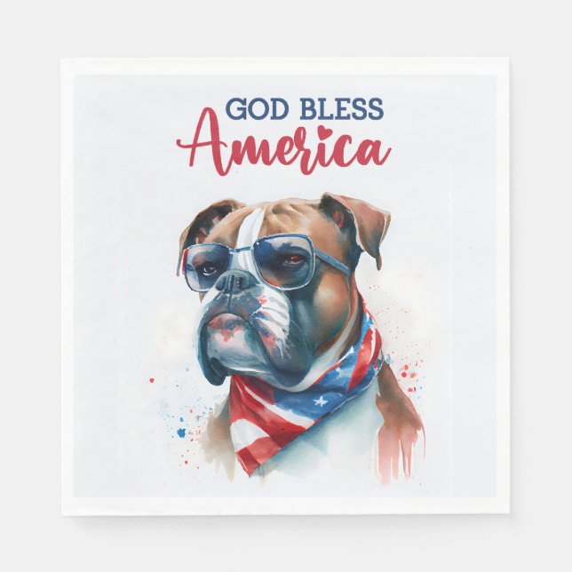Patriotic Dog-Boxer Serviette (Vorderseite)