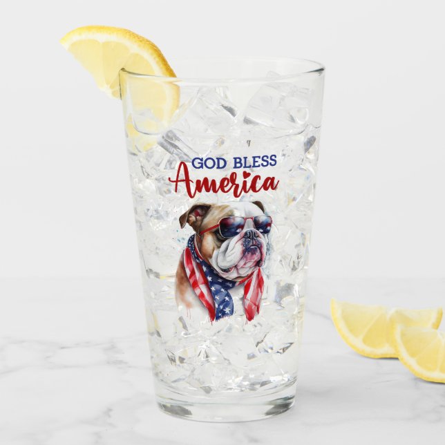 Patriotic Dog Bulldog Glas (Vorderseite Ice)