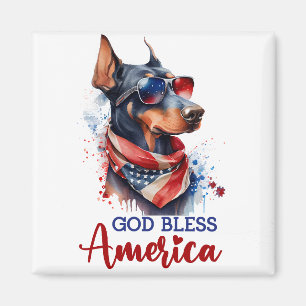 Patriotic Dog - Doberman Magnet