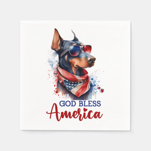 Patriotic Dog - Doberman Serviette (Vorderseite)