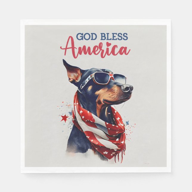 Patriotic Dog - Doberman Serviette (Vorderseite)