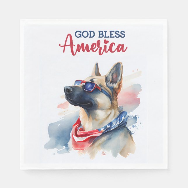 Patriotic Dog-German Shepherd Serviette (Vorderseite)