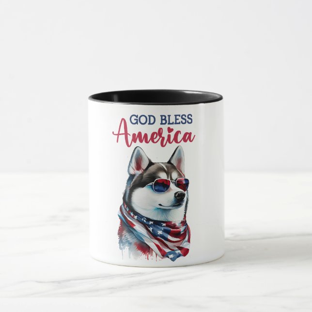Patriotic Dog-Husky Tasse (Zentrum)
