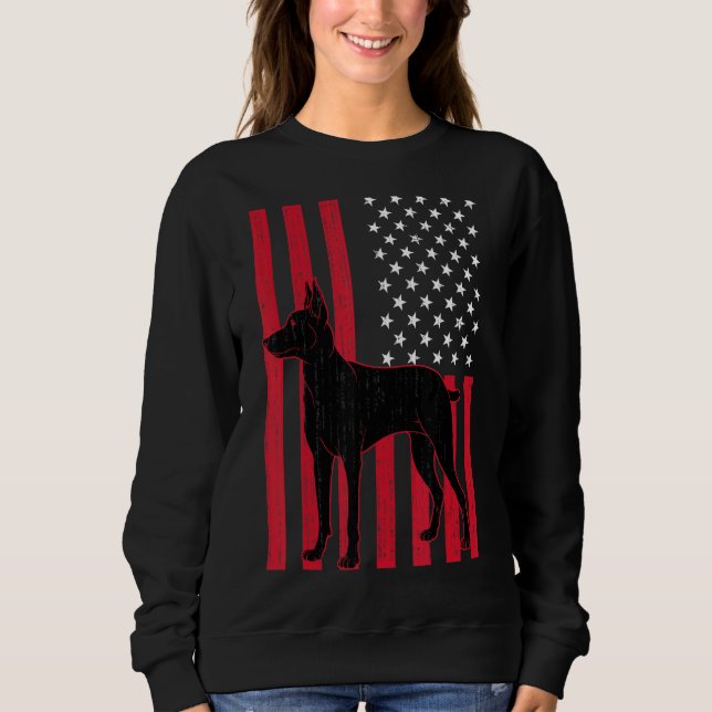 Patriotic Dog Owner Animal Dog Us Flag Doberman Sweatshirt (Vorderseite)