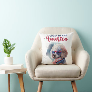 Patriotic Dog-Poodle Kissen