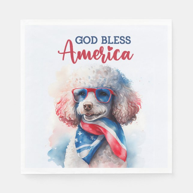 Patriotic Dog-Poodle Serviette (Vorderseite)
