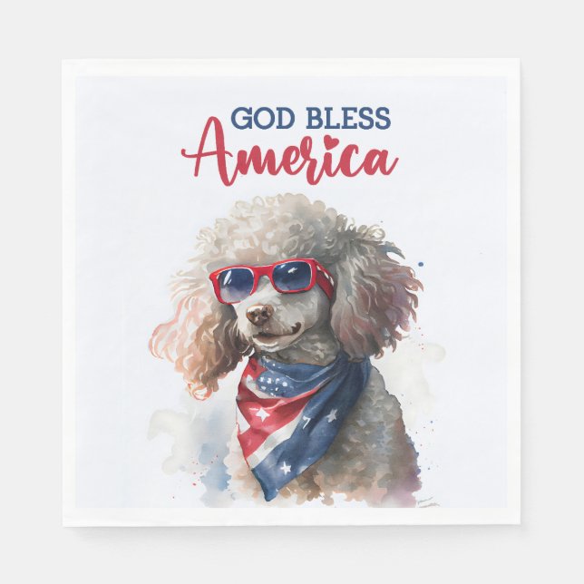 Patriotic Dog-Poodle Serviette (Vorderseite)